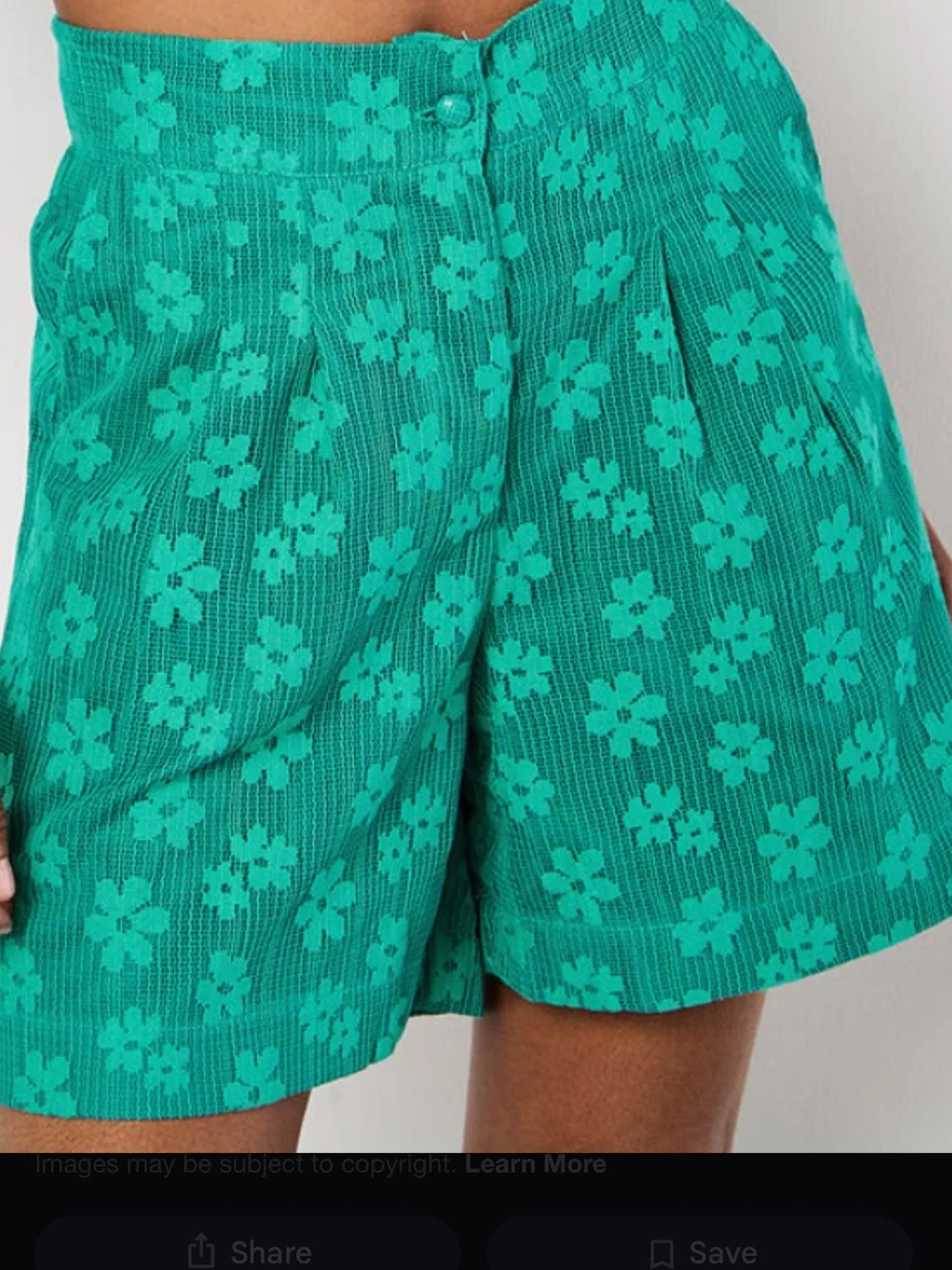 APRICOT Jade Green Floral Textured High-Waist Women’s Shorts